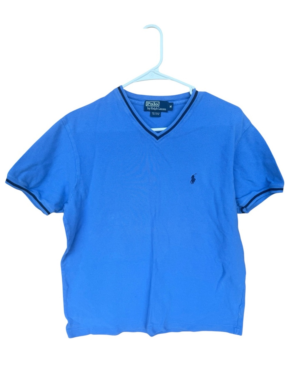 Polo by Ralph Lauren 100% Cotton Blue V-Neck Short Sleeve Knit Shirt